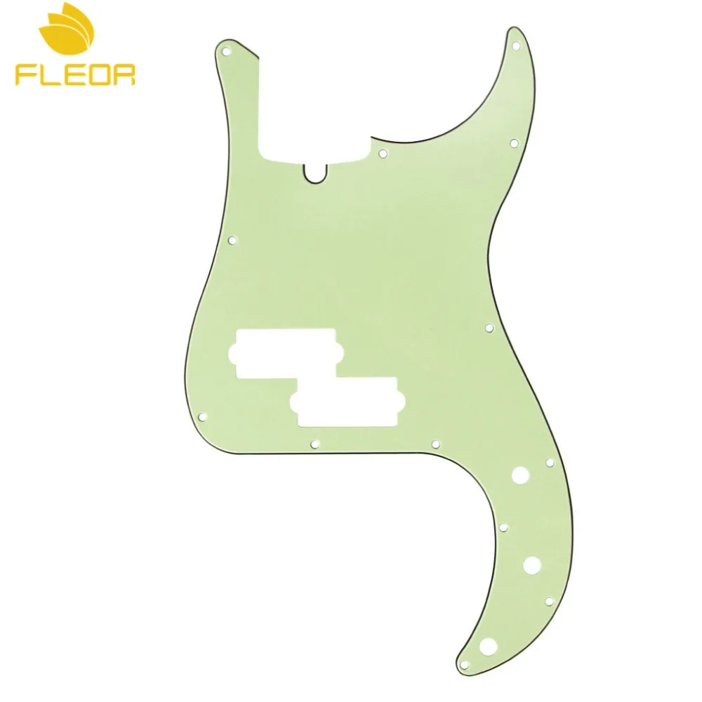 FLEOR мятно зеленый PB Bass Pickguard Pick Guard Scratch Plate 3 слоя Стропильный стержень тупый тип