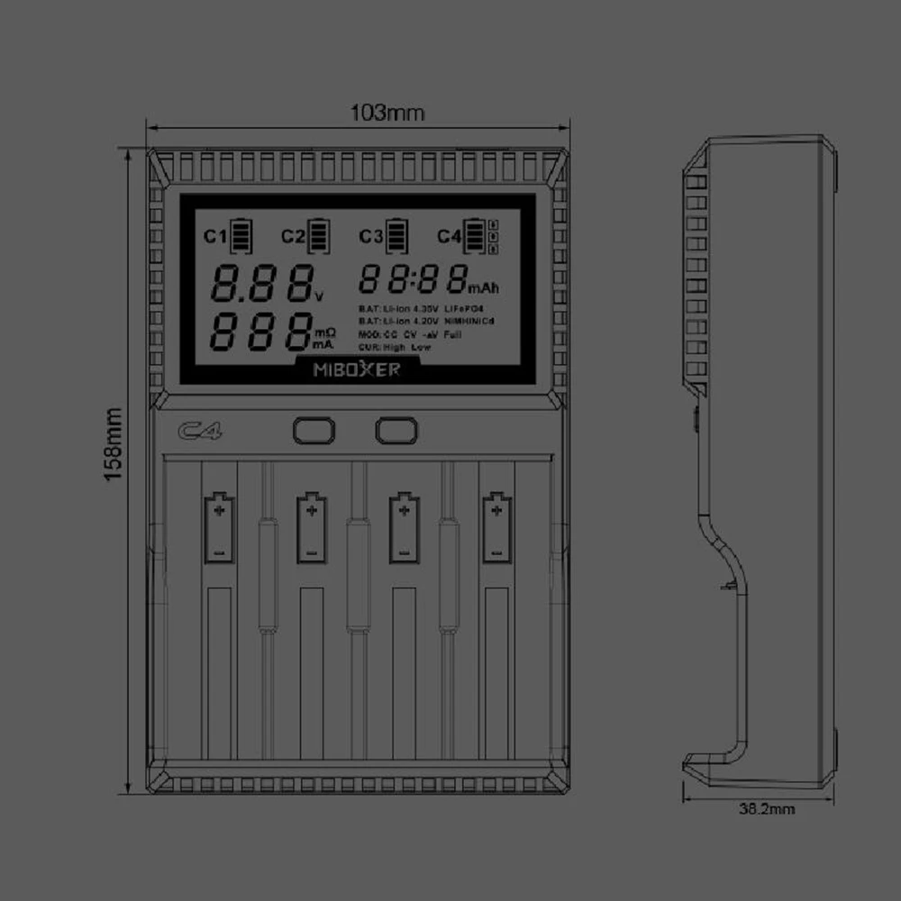 Miboxer 18650 Li-Ion IMR INR ICR lifepo4 зарядное устройство C4 Smart универсальное USB зарядное устройство с ЖК-экраном лучше, чем C3100