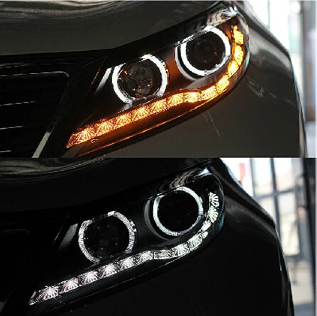 По EMS для KIA SPORTAGE R 2012-2013 V1 HID xenon светодиодный головной светильник/налобный светодиодный дневной светильник runnibg+ ангельские глазки halo