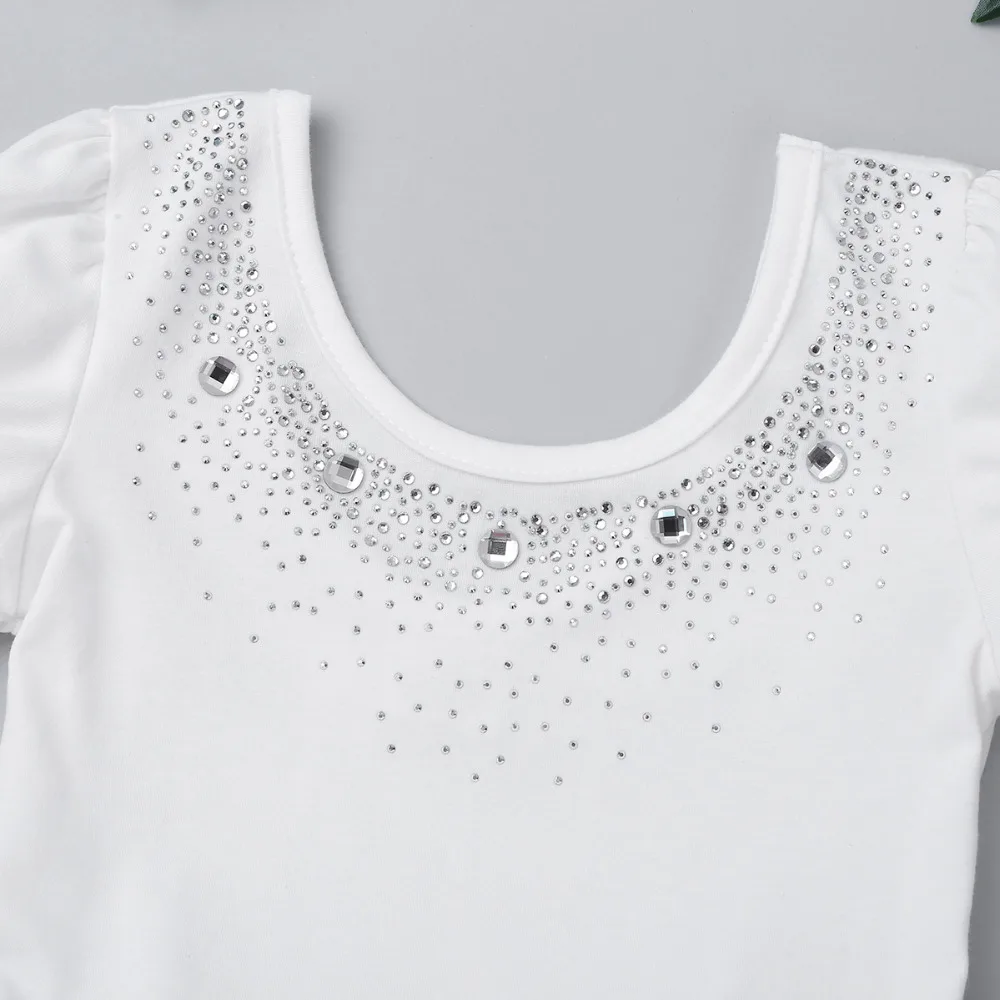 iiniim Kids Mesh Bubble Sleeves Sparkly Rhinestones Ballet Dance Tutu Dress for Child Gymnastics Leotard Costumes Party | Детская одежда