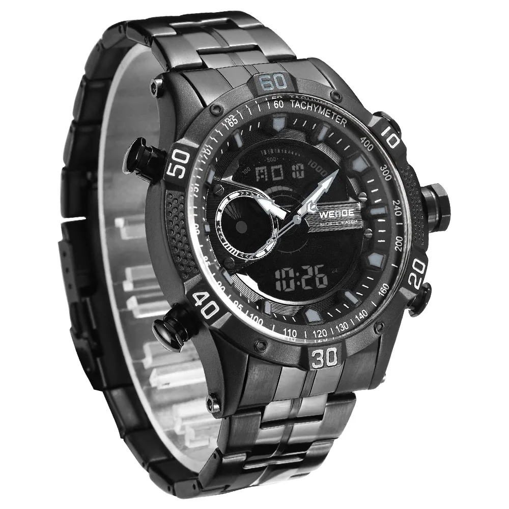 WEIDE люксовый бренд спортивные мужские цифровые move Мужские t Автоматическая Дата хронограф повторитель сигнала тревоги Календарь нержавеющая сталь Ремешок кварцевые часы