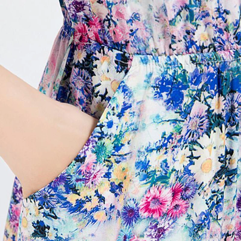 

Women New Nice Summer Dress Loose Large Yards Short Sleeves O Neck Dress Middle Aged Mother Printing Dress XL-4XL LU121