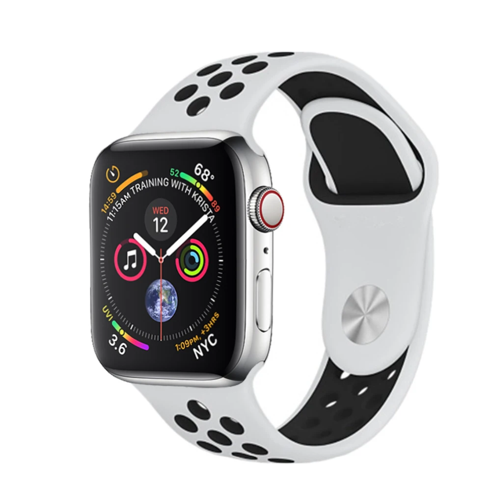 Цветной ремешок для часов Apple Watch 4 Мягкий Силиконовый Браслет спортивная Замена