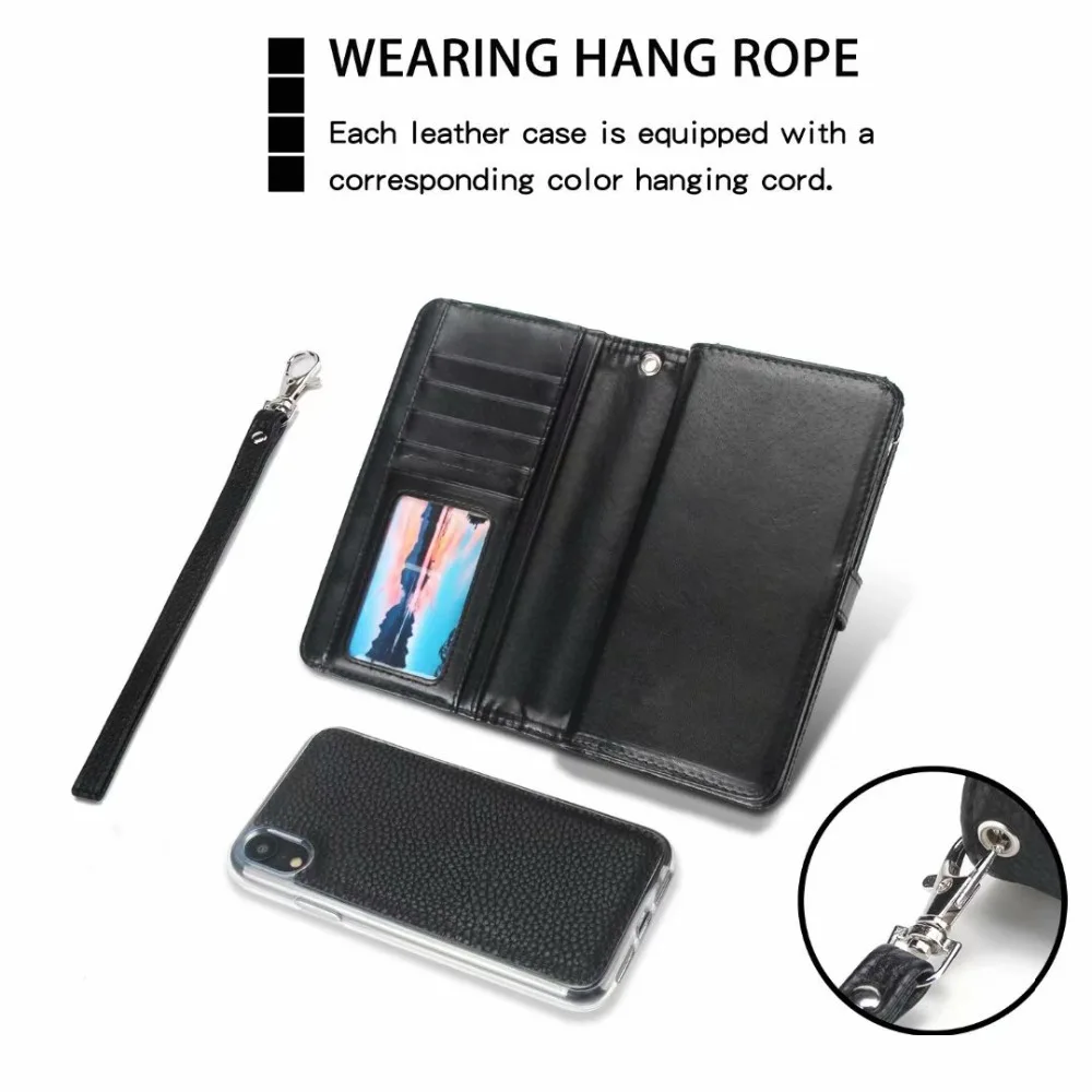 Чехол из искусственной кожи для iphone XS чехол книжка на молнии съемная Сумочка