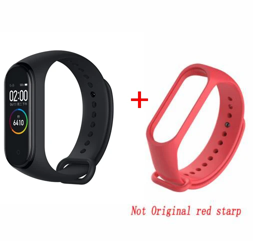 add red strap Xiaomi mi Band 4 умный браслет 3 цвета AMOLED экран mi band 4 Smartband фитнес-тренажер Bluetooth спортивный водонепроницаемый смарт-браслет - Цвет: add red strap