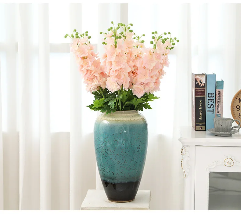 Цветы на одной ветке Delphinium Ajacis, длина 80 см, модная Орхидея, сделай сам, искусственный Шелковый цветок, белый, розовый, свадебное украшение для дома