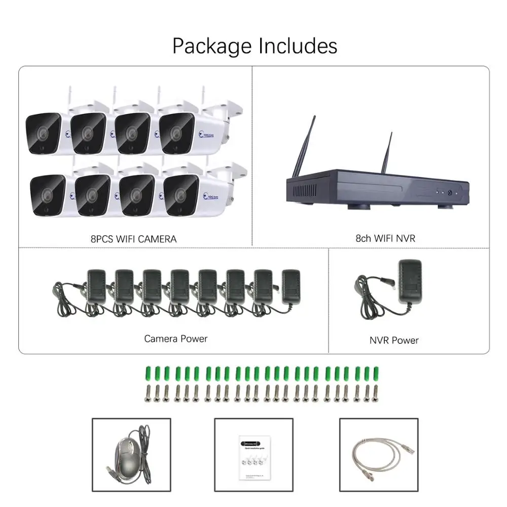Eyes. sys Россия сток Аудио H.265 Беспроводная система видеонаблюдения 8CH Wifi HDMI NVR 2.0MP HD IR