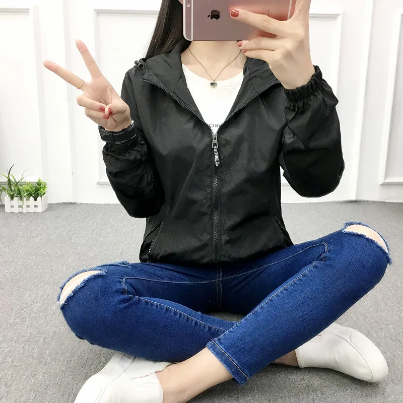 7XL женские ветровки Корейская Весенняя Осенняя новая куртка с капюшоном пальто женское плюс размер свободная ветровка женские куртки Wild