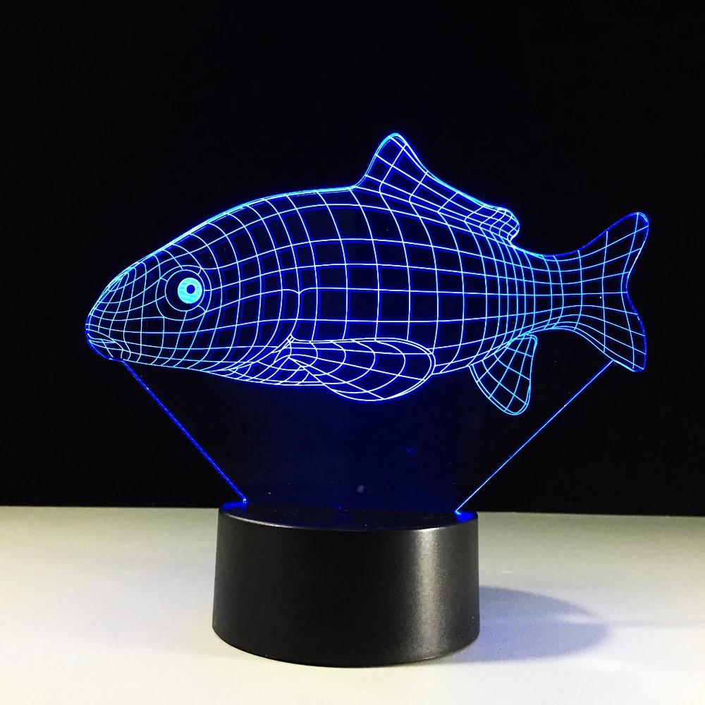 7 цветов меняющийся светодиодный подарки для детей USB настольная лампа Карп Форма