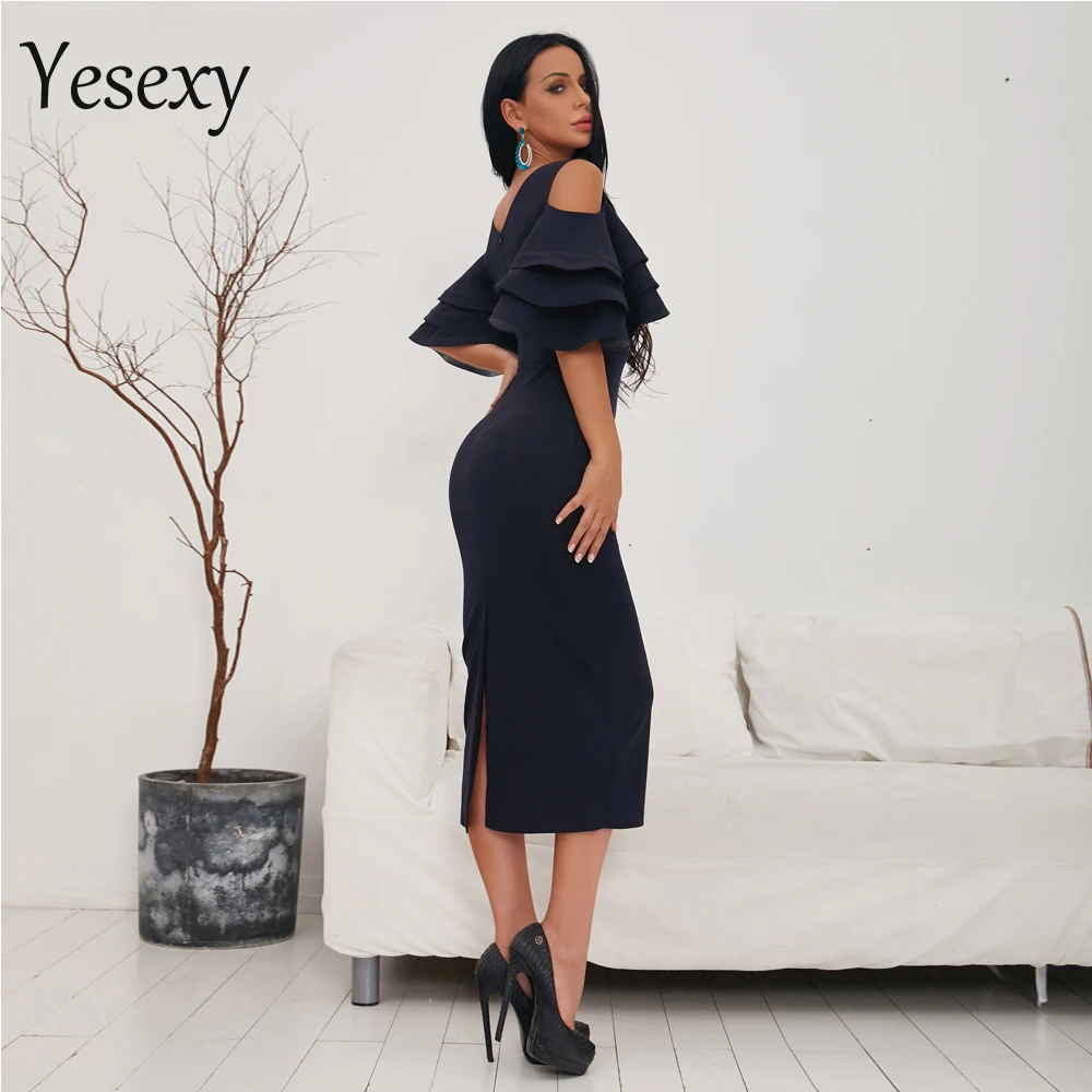 Yesexy 2020 Vestidos Verano сексуальное платье с открытыми плечами глубоким v образным
