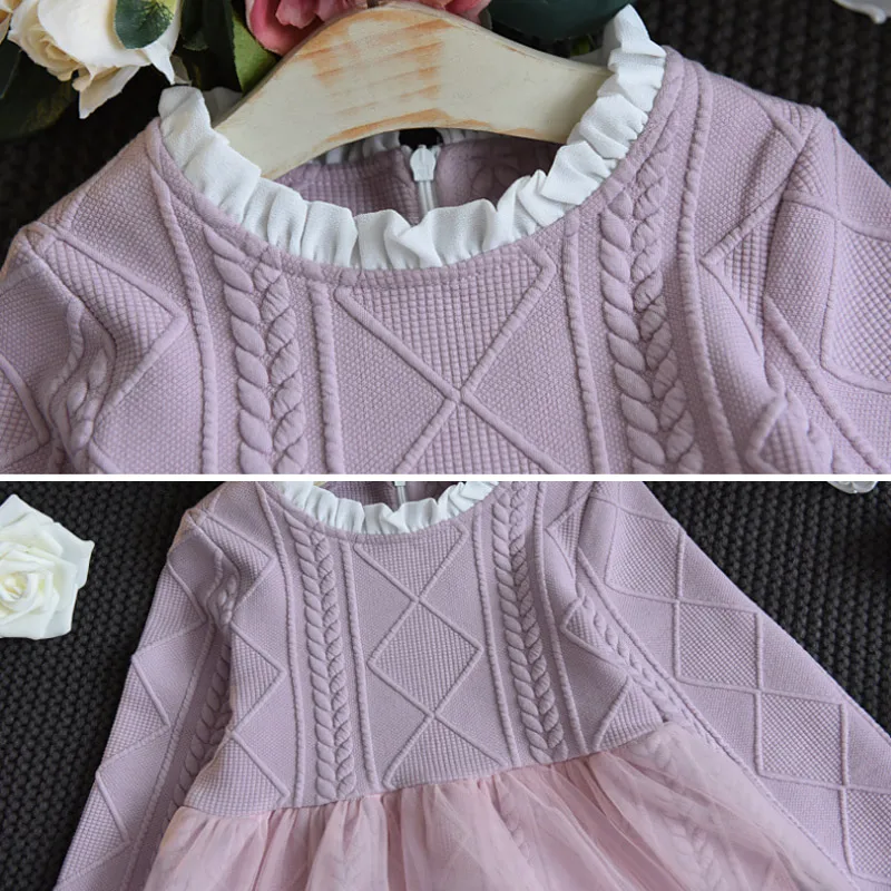 Grid mosaic Girl Dress baby Clothes Winter Family kids dresses for girls Knitted Autumn Fashion 2017 Kids Girls Children | Детская