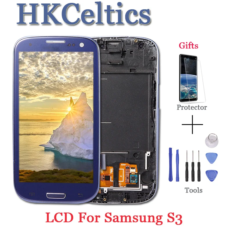 100% протестированный сменный ЖК дисплей для Samsung Galaxy SIII S3 i9300 i9300i i9301 i9305 + сенсорный