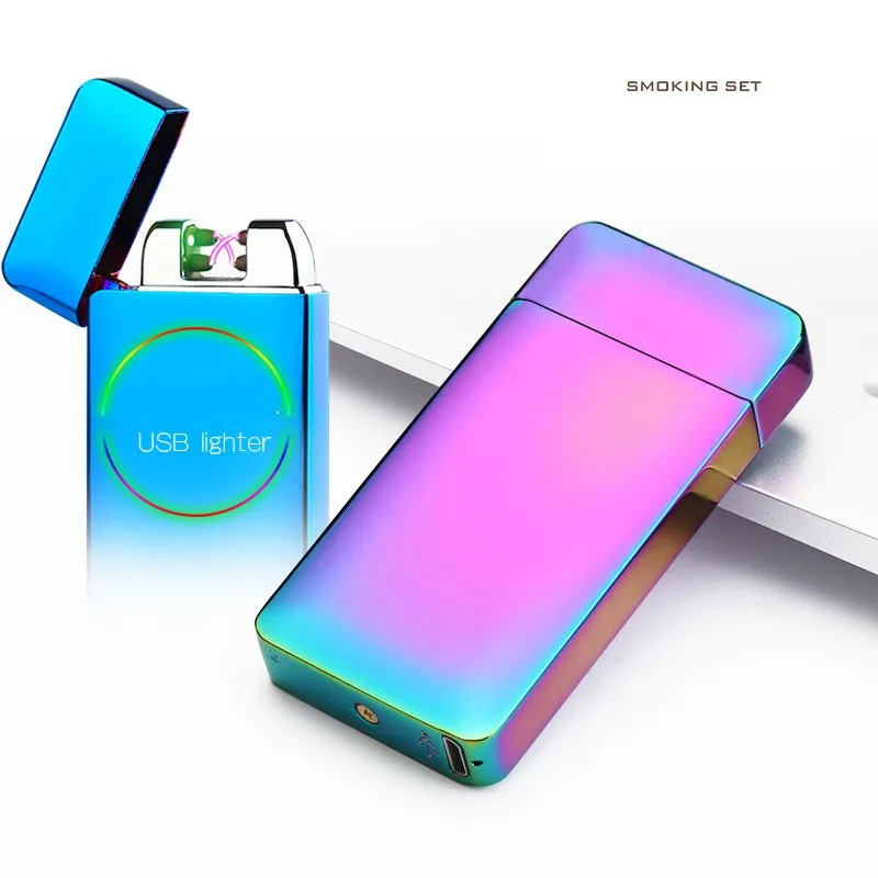 New Double Fire Cross Dual Arc Pulse Lighter USB Rechargeable Flameless Light Sensitive Electronic Cigarette Lighters encendedor | Дом и сад