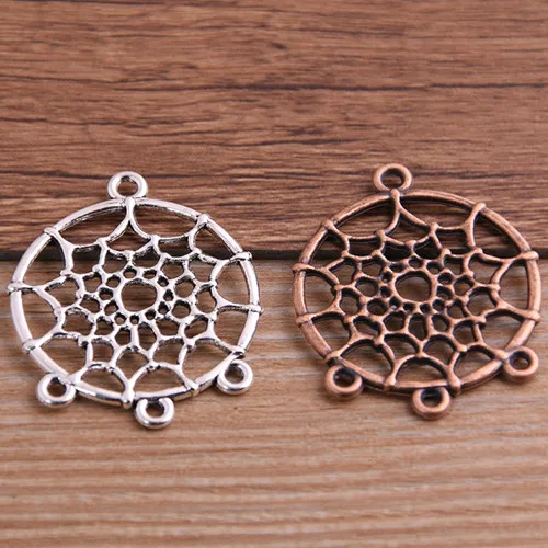 two color Pulchrode 10 шт. 28*34 мм металлический сплав Ловец снов разъем для Diy ювелирных изделий кулон в виде Ловца снов Подвески Diy Изготовление P6521 - Окраска металла: two color