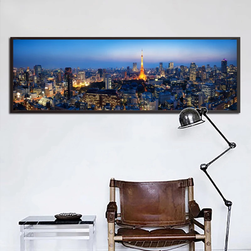 HD Печать Япония современный Токийский город башня Ночной вид фото плакат картина