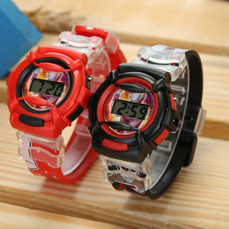 3D Led Цифровой Проектор Мультфильм супер мужчины Часы Дети Наручные Мальчики