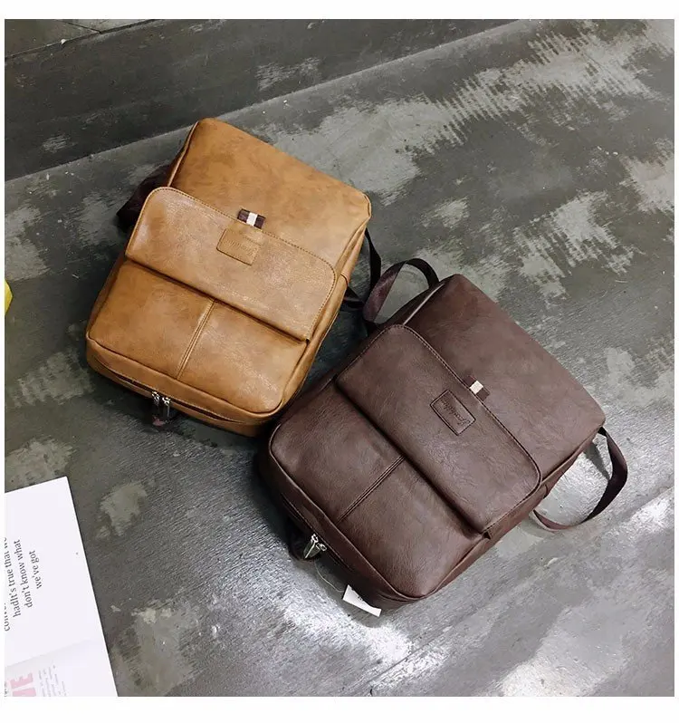 Fashion PU Leather School Backpack Men Small Laptop Travel Back Pack Bookbags Luxury Backpacks Vintage sac a dos homme | Багаж и сумки