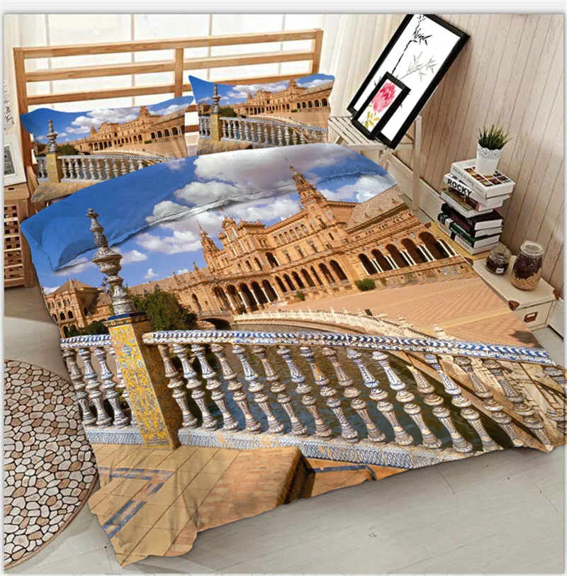 2017 City 3D printing Bedding Sets Super king size duvet cover bedlinens Bedclothes | Дом и сад