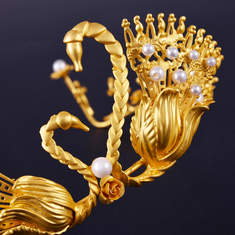 HIMSTORY винтажная двойная танцевальная Корона лебедя Тиара Свадебные аксессуары