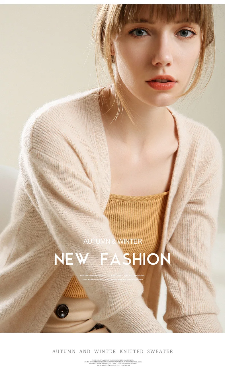 Smpevrg autumn new female cardigan cashmere sweater women coat V-neck Seven-quarter sleeve knitted cardigan women sweater jumper