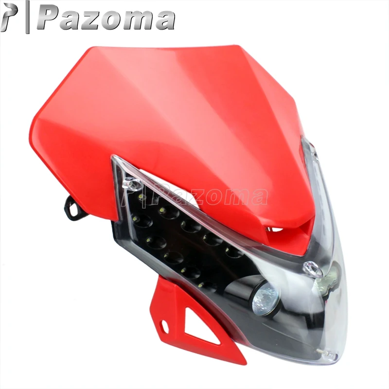 Красный светодиодный налобный фонарь Supermoto для мотокросса Honda CRM FMX CR CRF XR 250 450 650 |