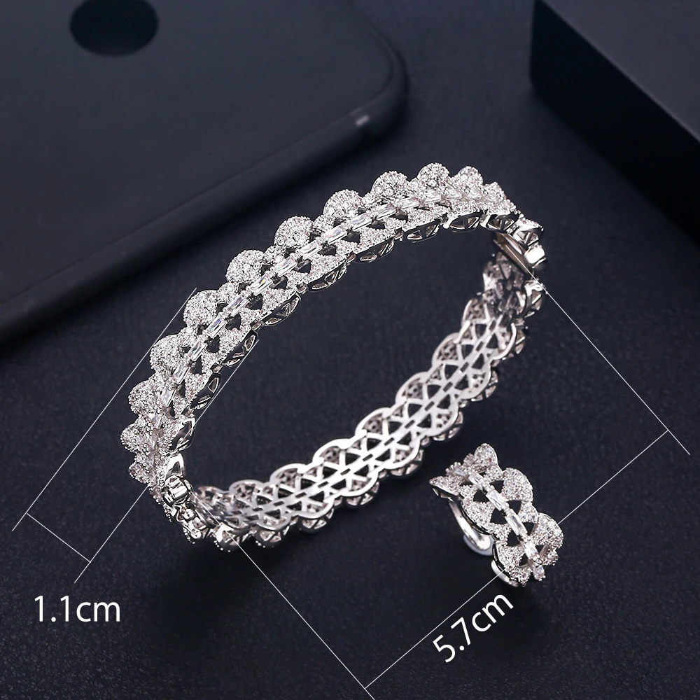Janekelly Роскошные листьев shapeBangle кольцо наборы для ухода за кожей Мода Дубай