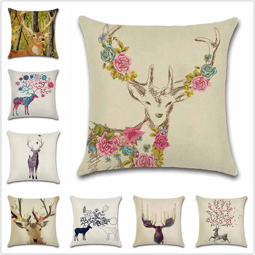 Чехол для подушки в скандинавском стиле с изображением оленя лося декоративное