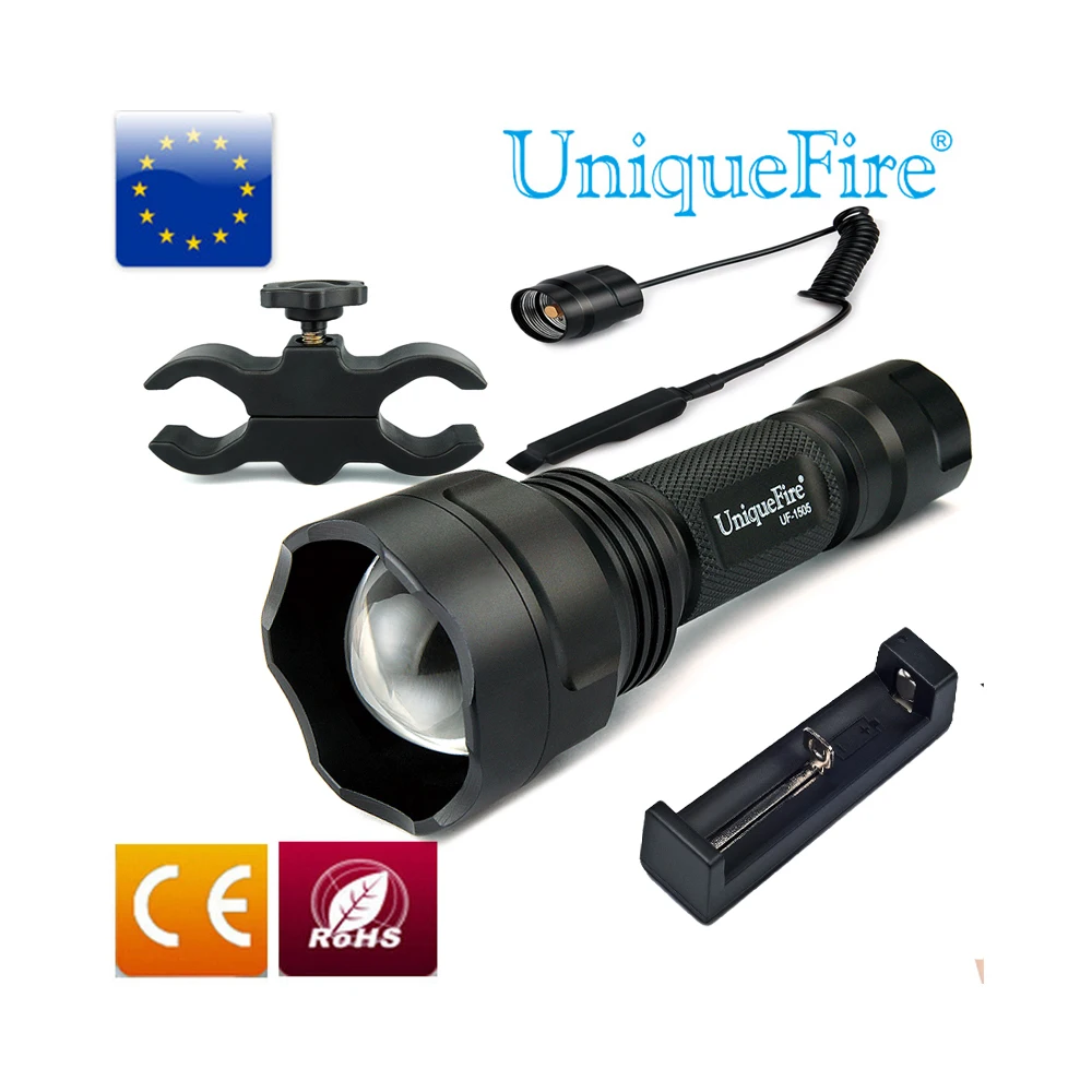UniqueFire 1505 IR 850nm мини комплект фонарь фонарик 3 режима + крепление для прицела задний