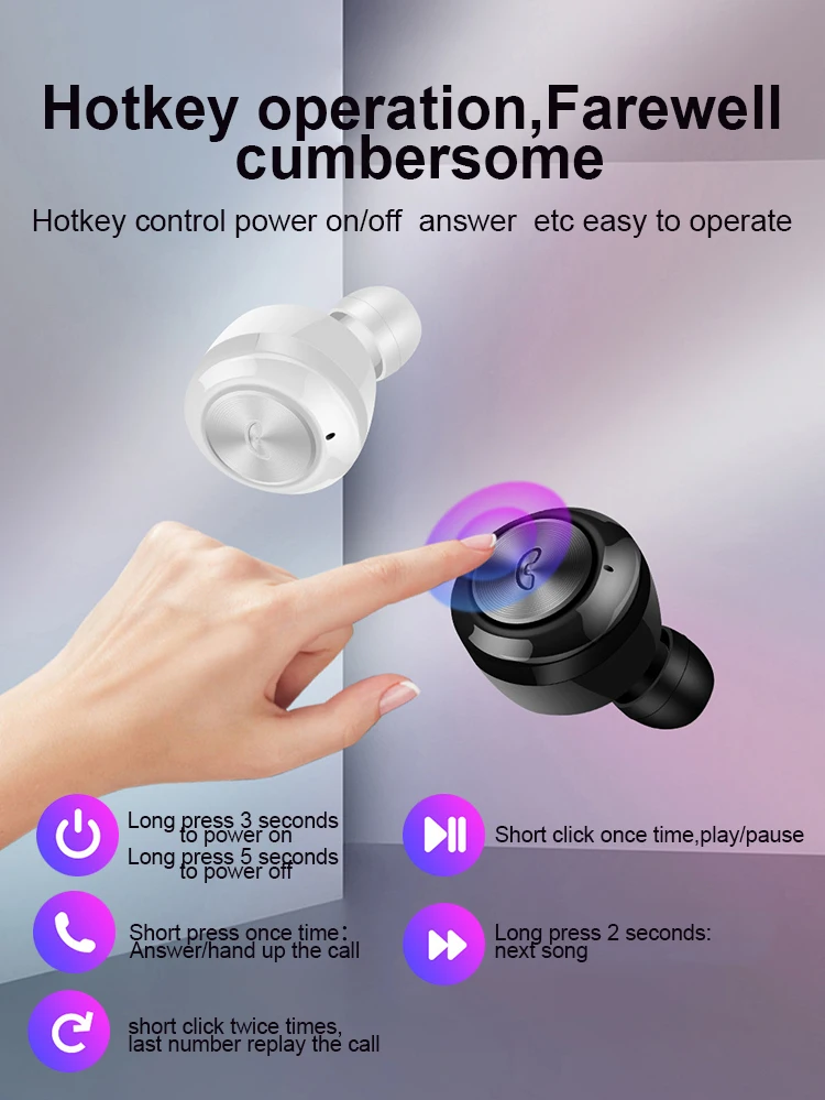 TWS наушники Bluetooth 5,0, беспроводные наушники Blutooth, наушники с громкой связью, спортивные наушники, игровая гарнитура для телефона