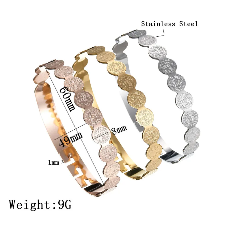 ELSEMODE браслеты и с изображением Святого Бенедикта Женский Амулет из титановой