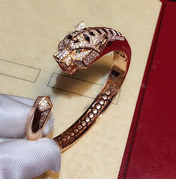 Дизайнерский Модный кубический цирконий bijoux femme 925 Серебряный браслет застежка леопардовые ювелирные браслеты для женщин - Окраска металла: bangle rose gold