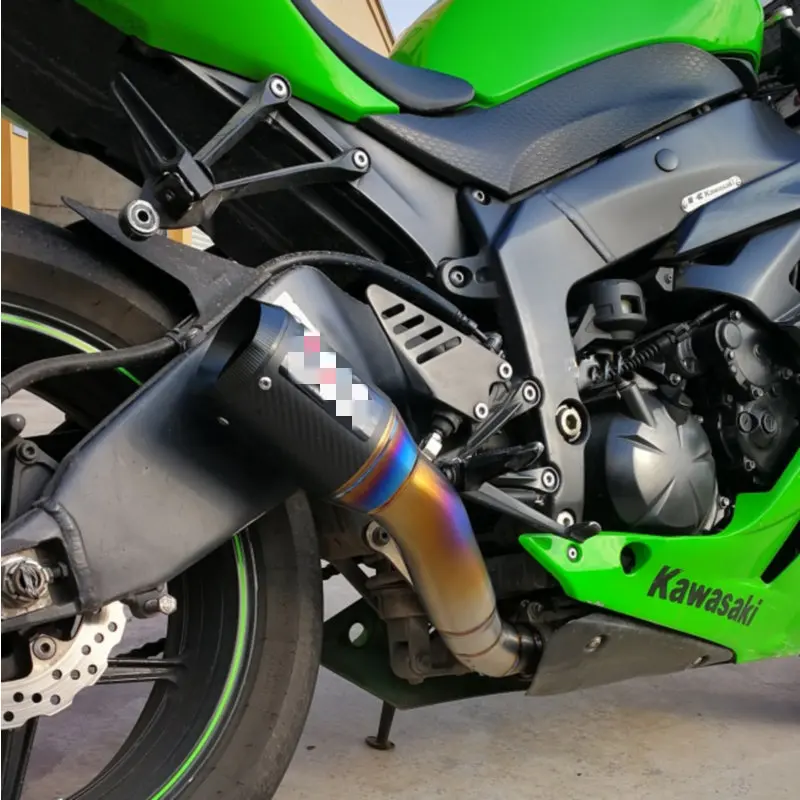 Титановая выхлопная труба для KAWASAKI ZX6R с глушитель из углеродного волокна слипоны
