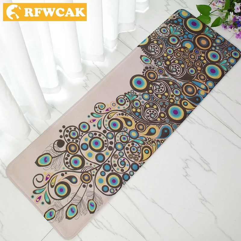 RFWCAK 40*120 см прикроватный диван журнальный столик длинный Коврик для двери павлин ковер для кухни впитывающий масло грязевой коврик для пола