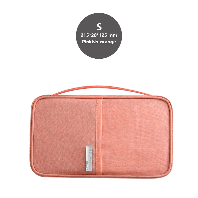 S Pinkish-orange Дорожная сумка для хранения, сумка для багажа, органайзер для кабеля, сумка, портативный водонепроницаемый держатель для паспорта, кошелек, посылка для карт, Сумка для документов - Цвет: S Pinkish-orange