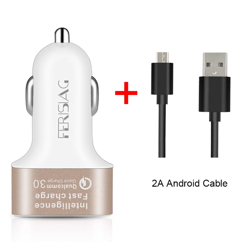FERISING USB Автомобильное зарядное устройство 3 порта Быстрая зарядка 3,0 Автомобильное зарядное устройство 7.8A двойное быстрое автомобильное быстрое зарядное устройство для iPhone 7 6 для samsung Xiaomi - Тип штекера: Gold and android