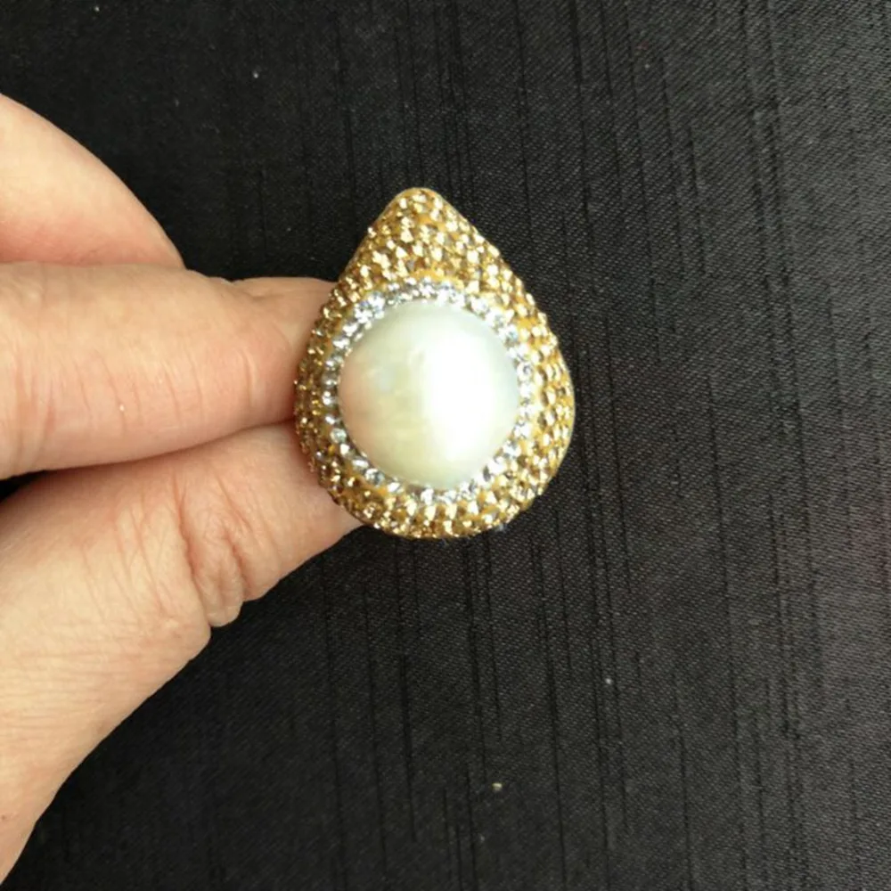 Золотистое черное кольцо со стразами в форме сердца унисекс натуральный