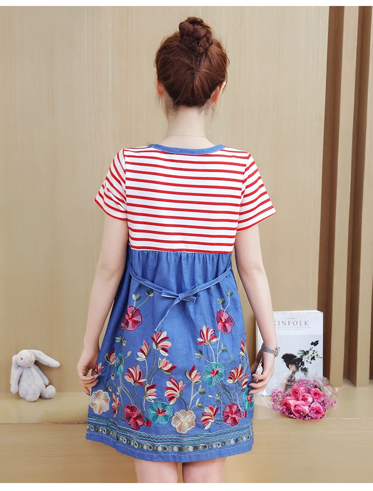 Fdfklak летняя одежда для беременных платье с коротким рукавом Платья Хлопковые F163 |