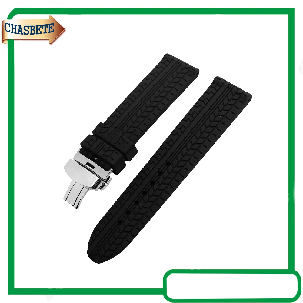 

Silicone Rubber Watch Band for Diesel Watchband 24mm Butterfly Buckle Resin Strap Belt Wrist Loop Bracelet Black + Pin + Tool