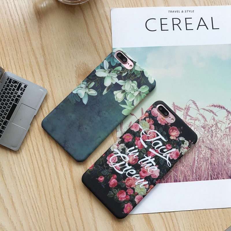 Magnolia Rose Flower Hard PC Case for iphone X XS 5.8inch 6 6s plus 7 8 Shockproof Back Protect Cover |