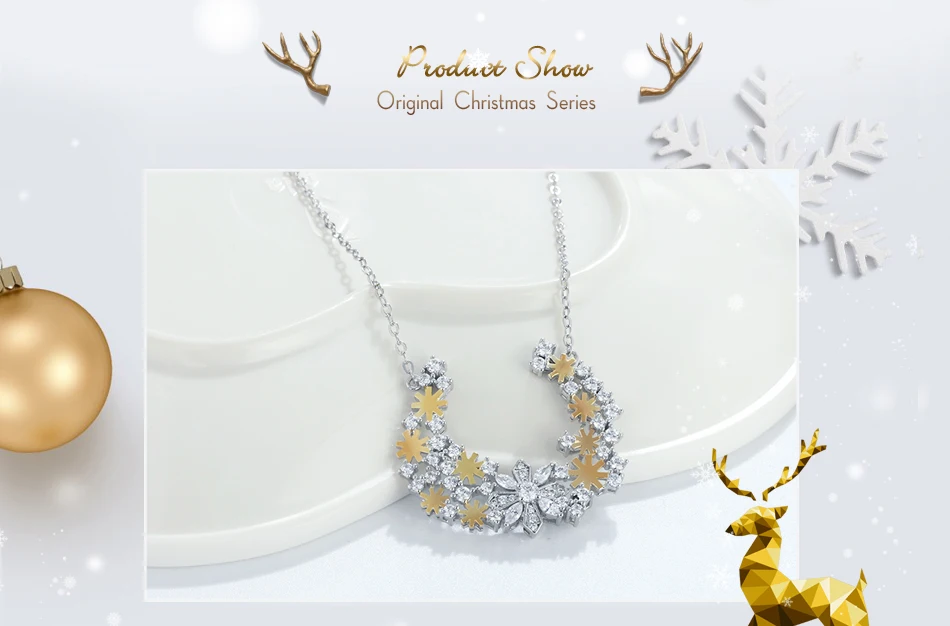 ORSA JEWELS, женские ожерелья, подвеска в виде снежинки, романтичный стиль, женские зимние Оригинальные Серебряные вечерние ювелирные изделия ON159