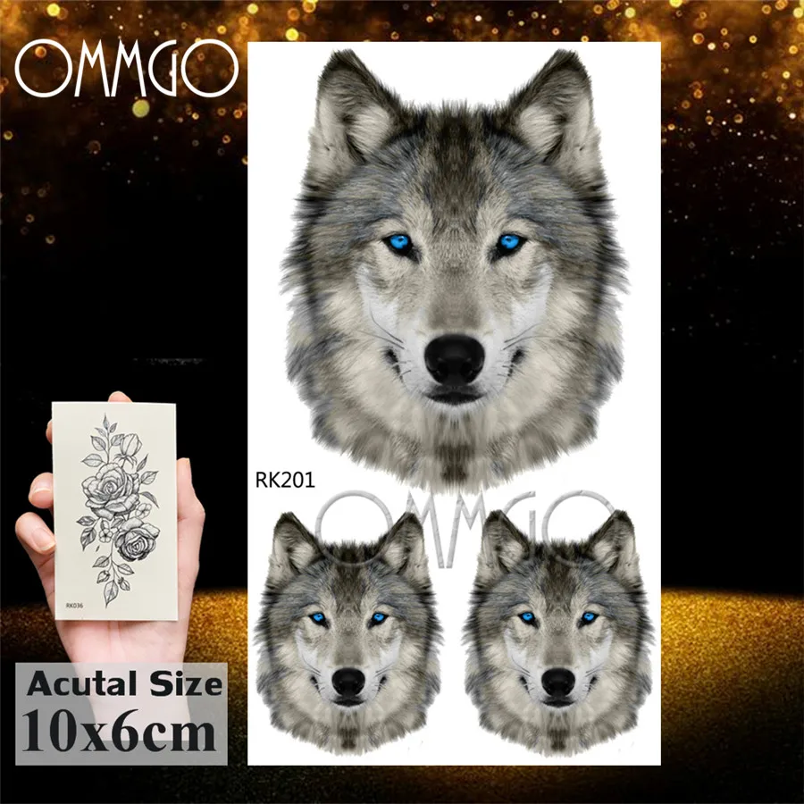 ORK201 OMMGO лесной Племенной Волк для мужчин и женщин Временные татуировки водонепроницаемый боди-арт планеты бумага для тату рука лицо поддельные маленькие татуировки Стикеры - Цвет: ORK201