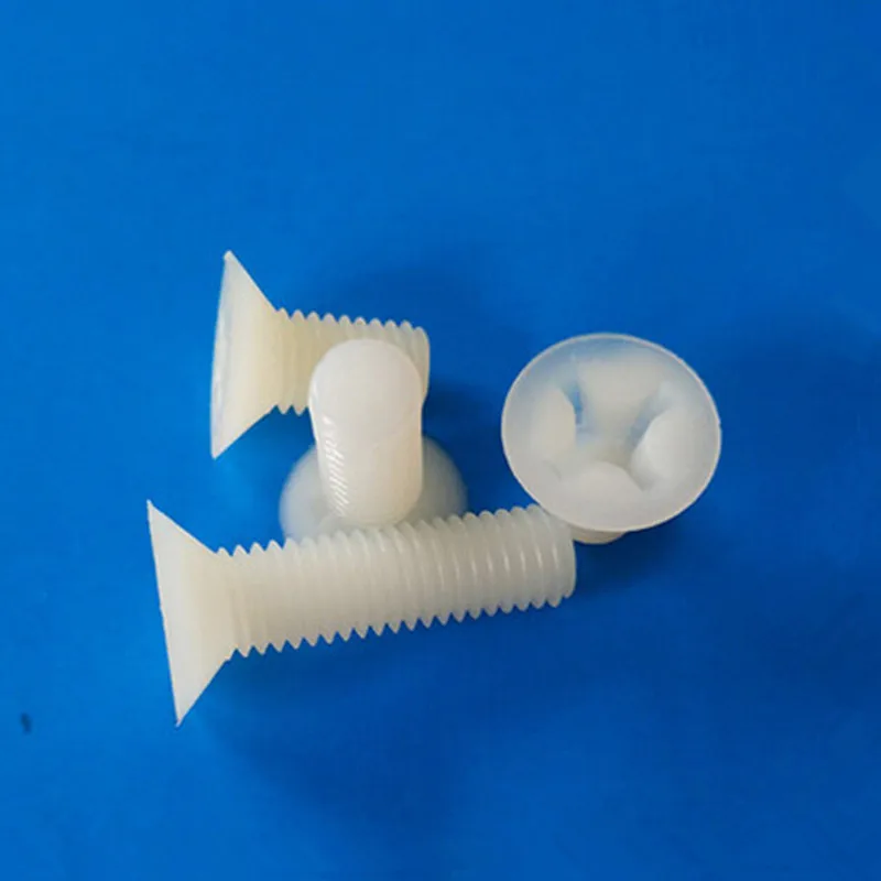 

200pcs m5*6 pa66 white nylon phillip flat head countersunk screw