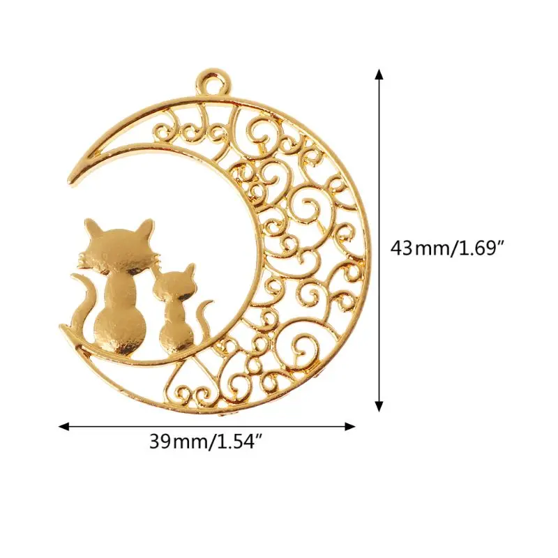 5 шт Открытый ободок амулеты Кот на Луне пустые рамки из смолы кулон Безель