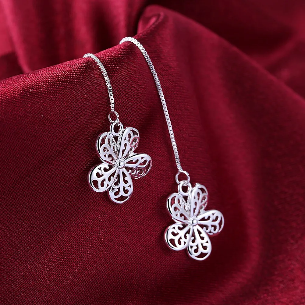 Fashion Long Earrings Flower Shape Pendant Dangle Silver Color Women Charm Drop High Quality Jewelry | Украшения и аксессуары
