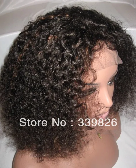 Free style two tone color #1B/30 kinky curl short lace front wigs for black women shipping |