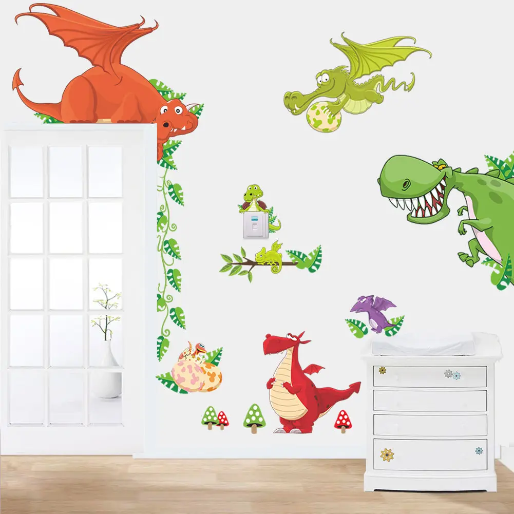 2016 новое поступление животных Динозавр Дракон виниловые наклейки на стену