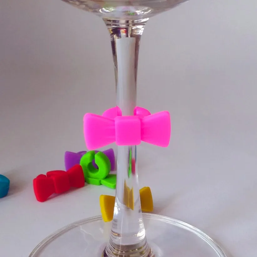 6 шт. силиконовые маркеры для Винных Бокалов с галстуком бабочкой|Украшения