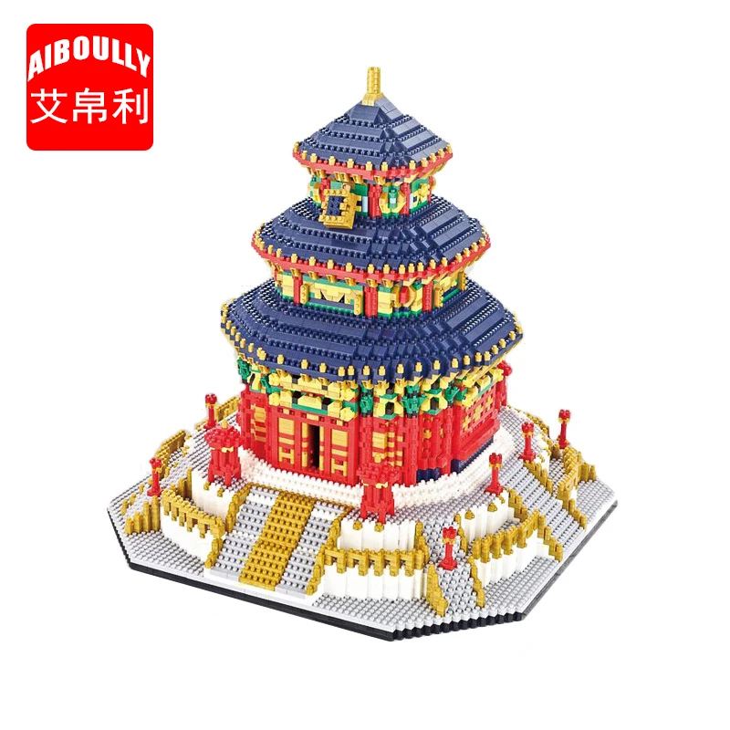 AIBOULLY 66525 всемирно известная архитектура Китай Храм Неба 3D Мини DIY Алмазные строительные блоки кирпичи детские игрушки