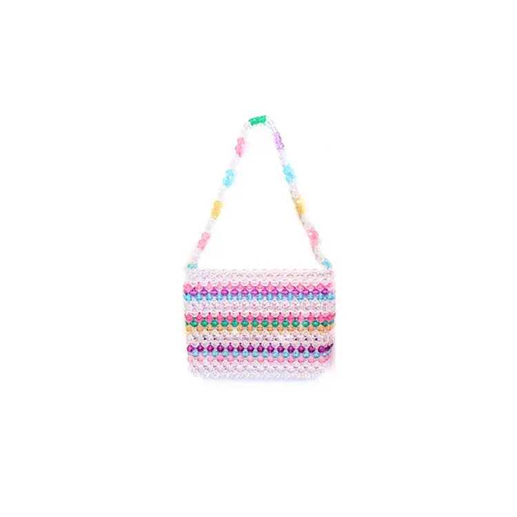 Разноцветные полосатые бусины сумки Lady beaded Сумки сумки тканые Девушки Симпатичный с кристаллами кошелек пляжный отдых школьные ранцы малыш мини размер челнока
