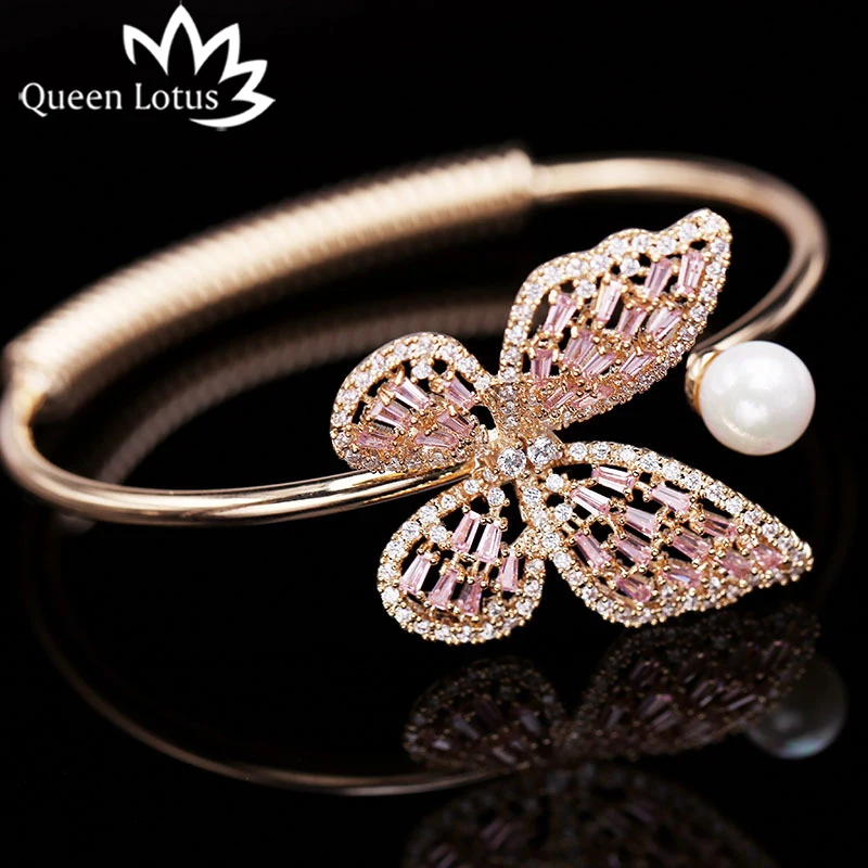 Очаровательный браслет Queen Lotus 2018 модный роскошный корейский с бабочкой жемчугом
